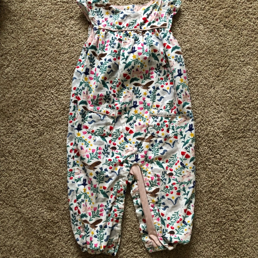Baby Boden Corduroy Woodland Floral Animal Jumper Pockets 18-24 Mo Overalls